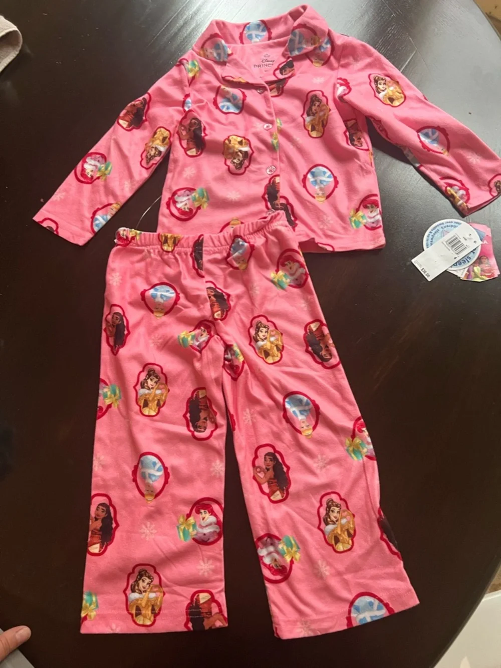 New - Disney Princess Pink Holiday Fleece Pajama Set
